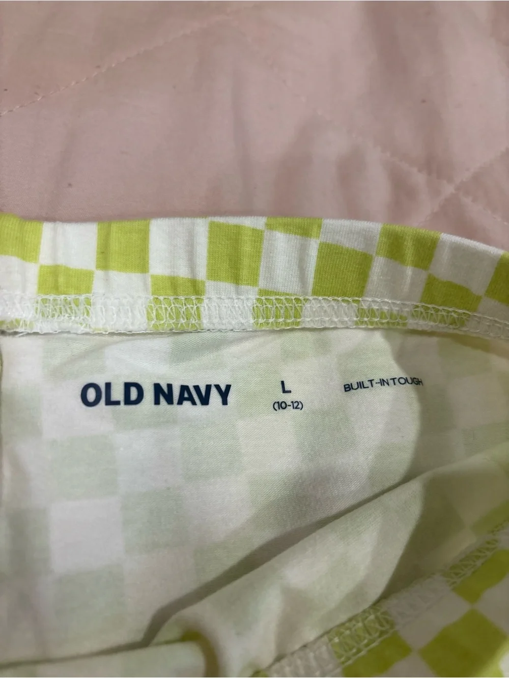 Old Navy Lime Green and White Checkered Flair Leggings
